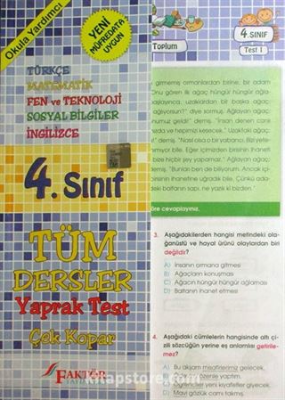 4. Sınıf Tüm Dersler Yaprak Test