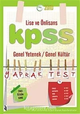 2010 KPSS Lise ve Önlisans Genel Yetenek Genel Kültür Yaprak Test