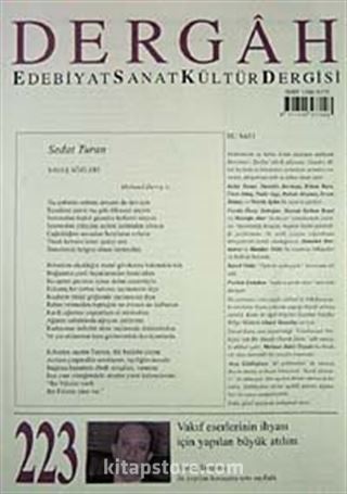 Dergah Edebiyat Sanat Kültür Dergisi Eylül 2008 Sayı:223