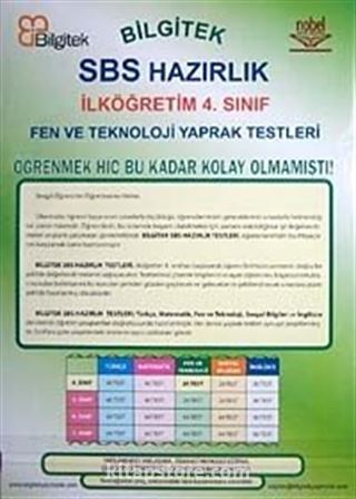 SBS Yaprak Testleri 4.Sınıf Fen ve Teknoloji/ Test-1 (20 Test)