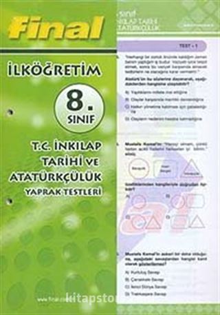 8. Sınıf T.C. İnkılap Tarihi ve Atatürkçülük Yaprak Testleri