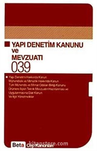 Yapı Denetimi Kanunu ve Mevzuatı / Cep Kanunları 039