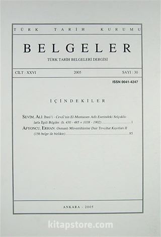 Belgeler Dergisi Sayı 30