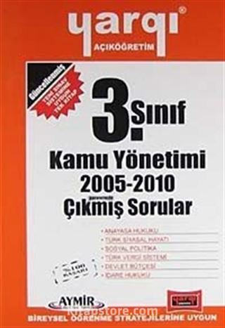 AÖF 3. Sınıf Kamu Yönetimi 2005-2010 Çıkmış Sorular