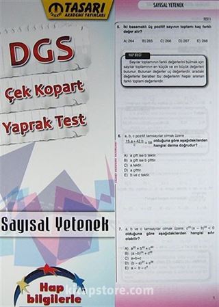 2014 DGS Çek-Kopar Yaprak Test Sayısal Yetenek