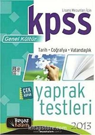 2013 KPSS Genel Kültür Yaprak Testleri