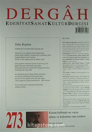 Dergah Edebiyat Sanat Kültür Dergisi Sayı:273 Kasım 2012