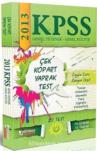 2013 KPSS Genel Yetenek-Genel Kültür Çek Kopart Yaprak Test