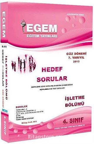 4. Sınıf İşletme Bölümü Hedef Sorular Güz Dönemi 7. Yarıyıl