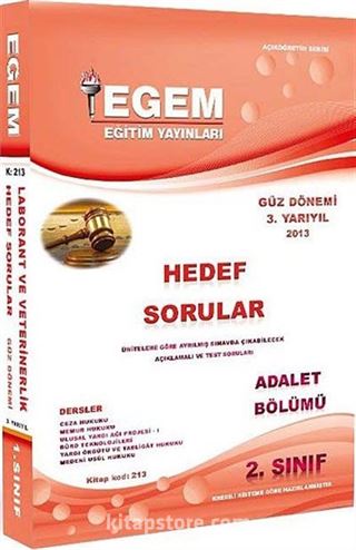 2. Sınıf Adalet Hedef Sorular Güz Dönemi (3. Yarıyıl)