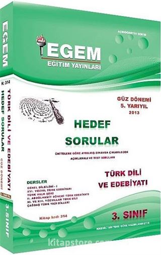 3. Sınıf Türk Dili ve Edebiyatı Hedef Sorular Güz Dönemi 5. Yarıyıl