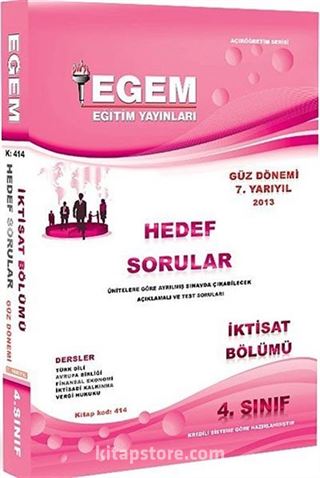 4. Sınıf İktisat Bölümü Hedef Sorular Güz Dönemi 7. Yarıyıl