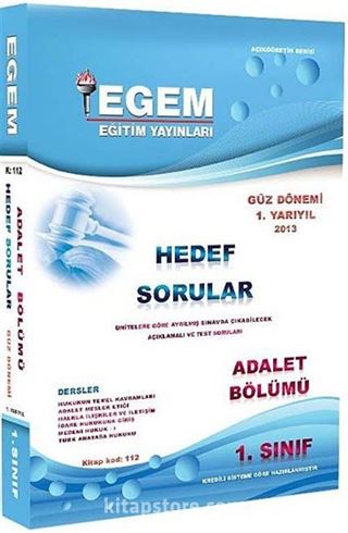 1. Sınıf Adalet Hedef Sorular Güz Dönemi (1. Yarıyıl)