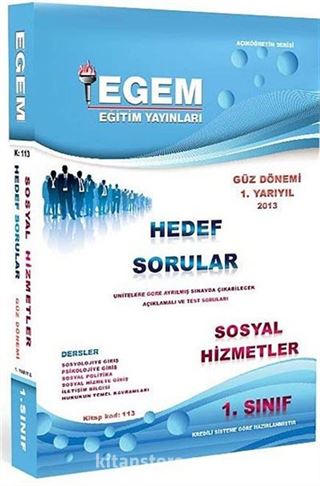 1. Sınıf Sosyal Hizmetler Hedef Sorular Güz Dönemi (1. Yarıyıl)