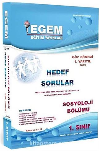 1. Sınıf Sosyoloji Hedef Sorular-Güz Dönemi (1. Yarıyıl) (Kitap Kod:111)