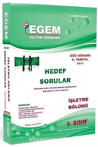 3. Sınıf İşletme Hedef Sorular Güz Dönemi (5. Yarıyıl) (Kitap Kodu:311)