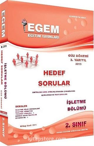 2013 2. Sınıf İşletme Bölümü Hedef Sorular Güz Dönemi 3. Yarıyıl (Kitap Kodu:211)