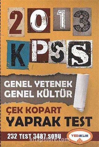 2013 KPSS Genel Yetenek-Genel Kültür Çek Kopart Yaprak Test