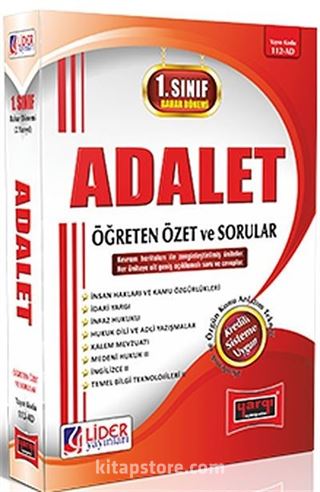 1. Sınıf Bahar Dönemi Adalet Öğreten Özet ve Sorular (Kod:112-AD)