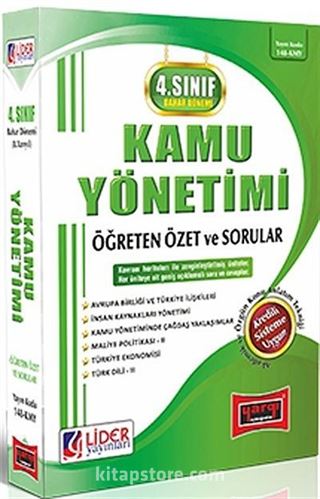 4. Sınıf Bahar Dönemi Kamu Yönetimi Öğreten Özet ve Sorular (Kod: AF 148 KMY)