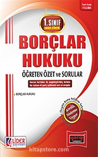 1. Sınıf Bahar Dönemi Borçlar Hukuku Öğreten Özet ve Sorular (Kod:112-BH)