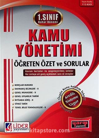 1. Sınıf Bahar Dönemi Kamu Yönetimi Öğreten Özet ve Sorular (Kod:112-KMY)