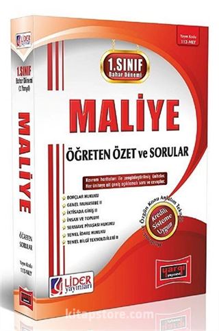 1. Sınıf Bahar Dönemi Maliye Öğreten Özet ve Sorular (Kod:112-MLY)