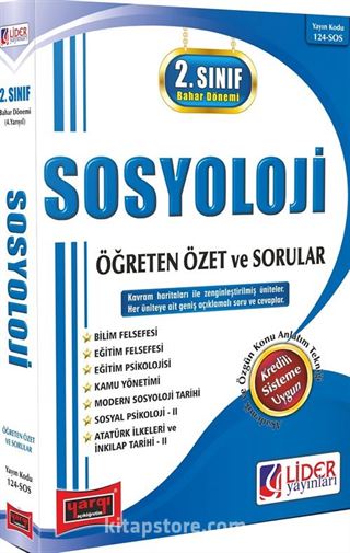 AÖF 2. Sınıf Bahar Dönemi Sosyoloji Öğreten Özet ve Sorular (4. Yarıyıl) (AF-124-SOS)