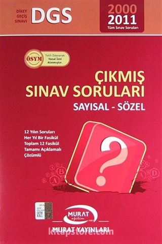 DGS 2000-2011 Çıkmış Sınav Soruları Sayısal-Sözel (Fasikül)