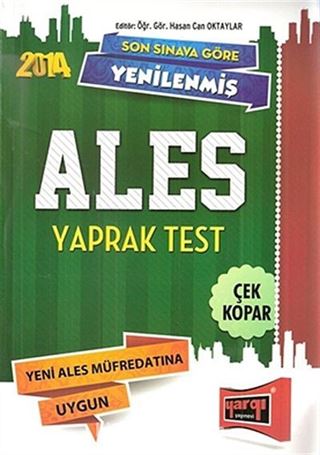 2014 Ales Yaprak Test Son Sınava Göre Yenilenmiş