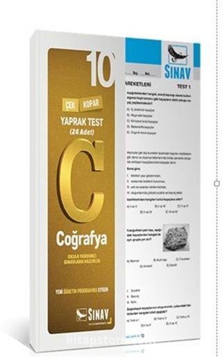 10. Sınıf Coğrafya Çek Kopar Yaprak Test (24 Adet)