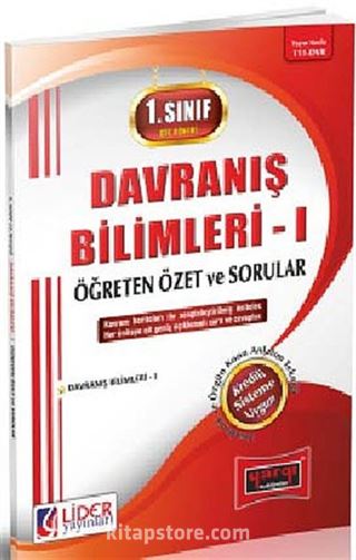 1. Sınıf 1. Yarıyıl Güz Dönemi Davranış Bilimleri -1 Öğreten Özet ve Sorular (Kod:111-DVR)