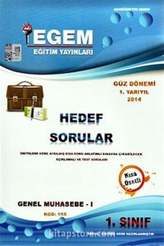 1.Sınıf Genel Muhasebe-1 Hedef Sorular Güz Dönemi 1.Yarıyıl (Kod:155)