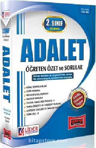 AÖF 2. Sınıf Güz Dönemi 3. Yarıyıl Adalet Öğreten Özet ve Sorular (Kod:AF-123-AD)