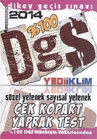 2014 DGS %100 Sözel Yetenek Sayısal Yetenek Çek Kopart Yaprak Test