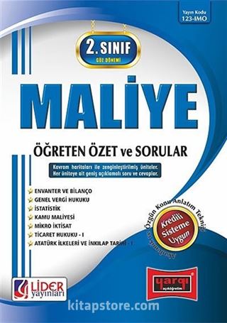 AÖF 2. Sınıf Güz Dönemi 3. Yarıyıl Maliye Öğreten Özet ve Sorular (Kod:AF-123-IMO)