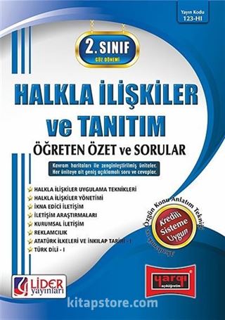 AÖF 2. Sınıf Güz Dönemi 3. Yarıyıl Halkla İlişkiler ve Tanıtım Öğreten Özet ve Sorular (Kod:AF-123-HI)