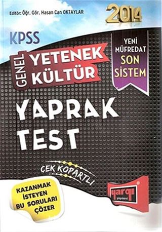 2014 KPSS Genel Yetenek Genel Kültür Yaprak Test Çek Kopartlı