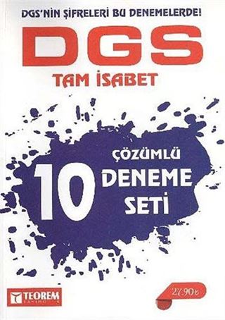 DGS Tam İsabet 10 Çözümlü Deneme Seti