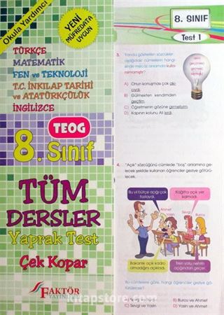 8. Sınıf Tüm Dersler Yaprak Test