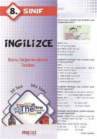 8. Sınıf İngilizce Konu Değerlendirme Testleri