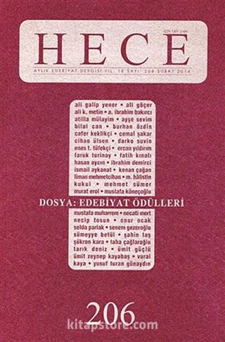 Sayı:206 Şubat 2014 Hece Aylık Edebiyat Dergisi