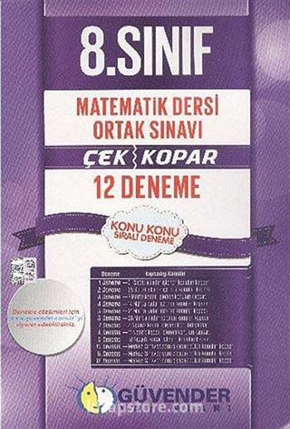 8. Sınıf 12 Deneme Matematik Dersi Ortak Sınavı