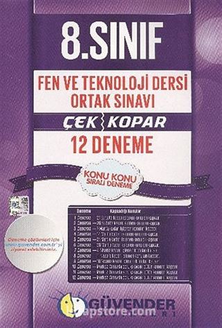 8. Sınıf Fen ve Teknoloji Dersi Ortak Sınavı Çek Kopar 12 Denem