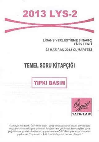 2013 LYS-2 Temel Soru Kitapçığı Tpkı Basım