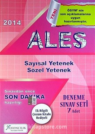 2014 ALES Sayısal Yetenek Sözel Yetenek Deneme Sınav Seti 7 Adet