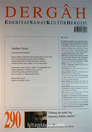 Dergah Edebiyat Sanat Kültür Dergisi Sayı:290 Nisan 2014