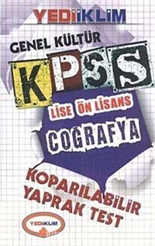 2014 KPSS Genel Kültür Coğrafya Lise Ön Lisans Koparılabilir Yaprak Test