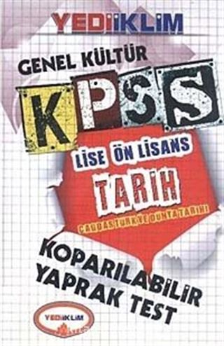 2014 KPSS Genel Kültür Tarih Lise Ön Lisans Koparılabilir Yaprak Test