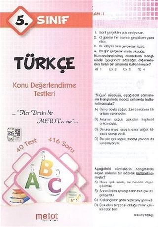 5. Sınıf Türkçe Konu Değerlendirme Testleri